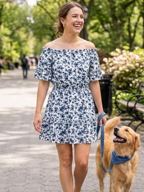 Off-Shoulder Blue Floral Sundress Sz M